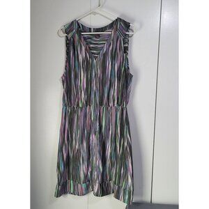 fynn & rose Women's SZ 12 Watercolor Pastel Print Sleeveless Dress